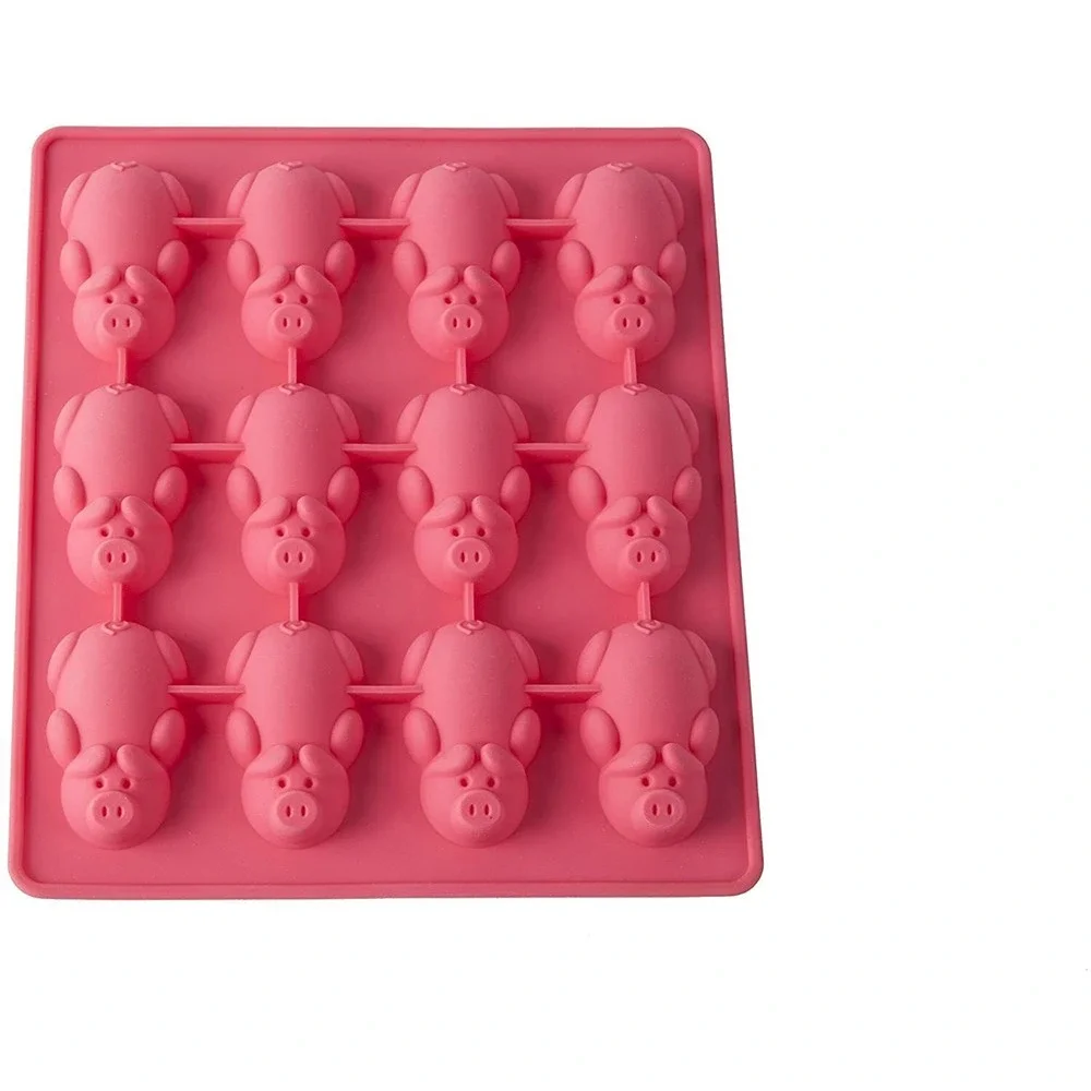 Mobi 12 Little Pink Pigs in a Blanket Silicone‎ Baking Mold NEW